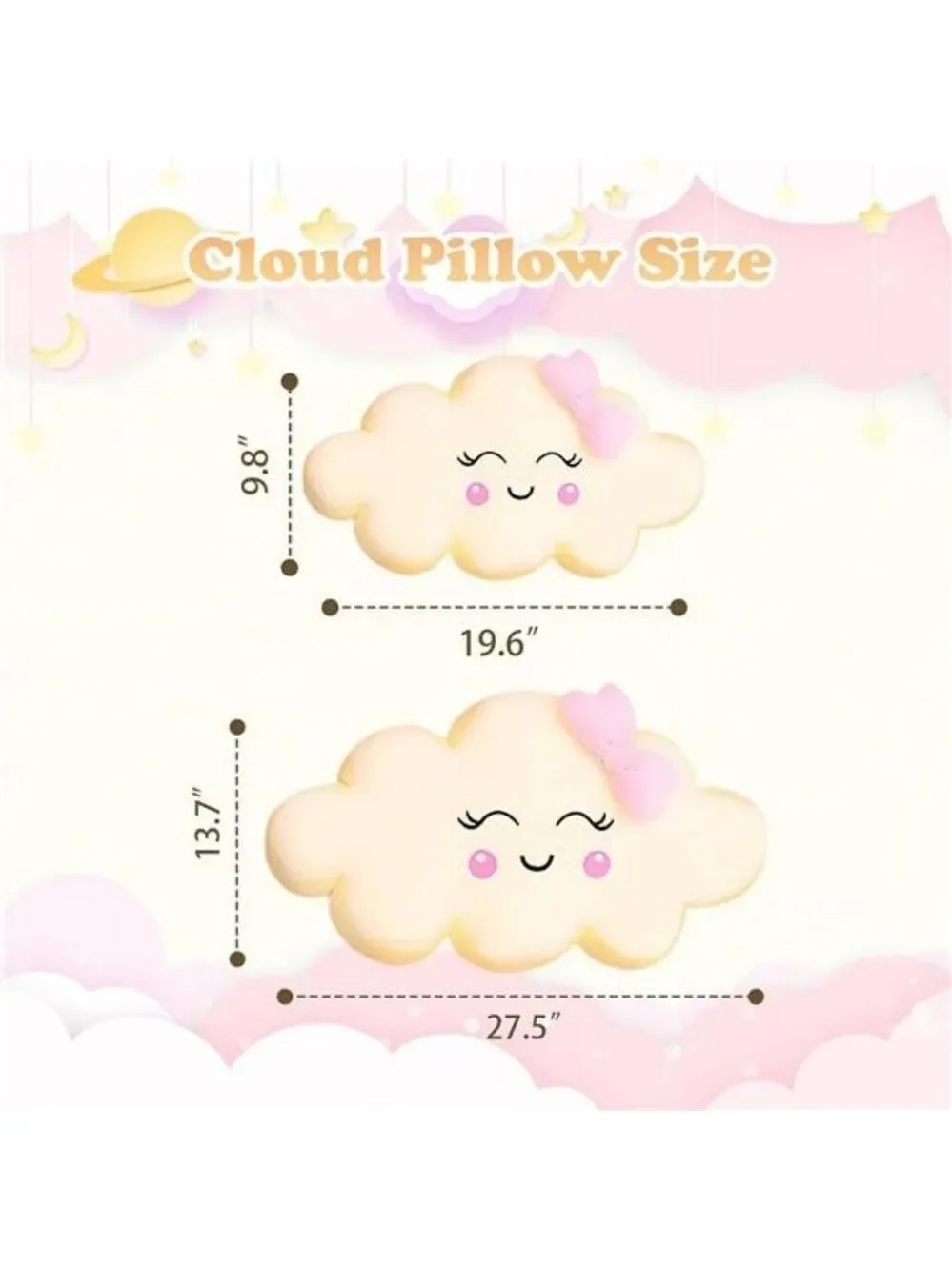Pink Cloud Shaped Plush Throw Pillow Soft Cushion Decorative Bed Sofa Room Decor